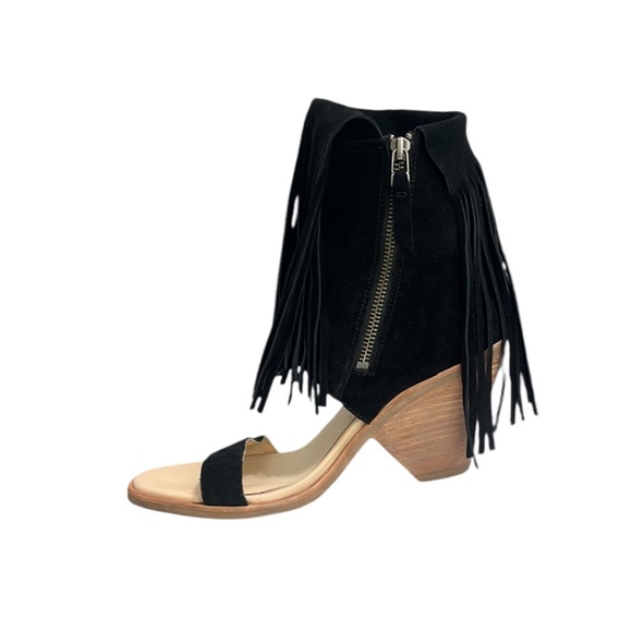 Koolaburra Piaz II Boho Fringe Suede Cut Cuff Heeled Sandals Size 9 - Picture 4 of 11
